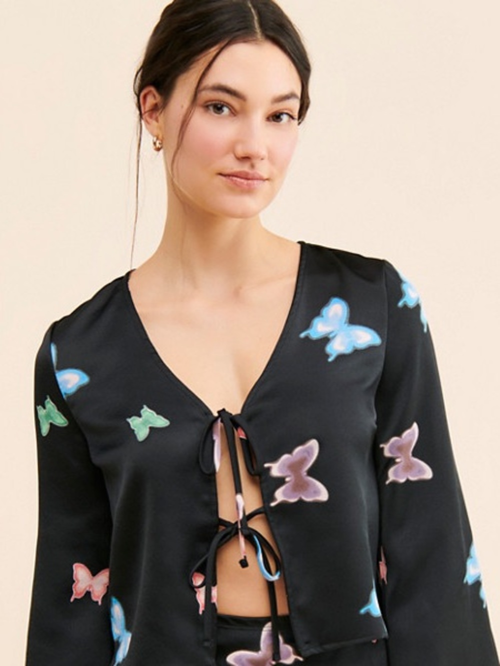 Lisa Says Gah Michelle Butterfly Tie-Front Top XS